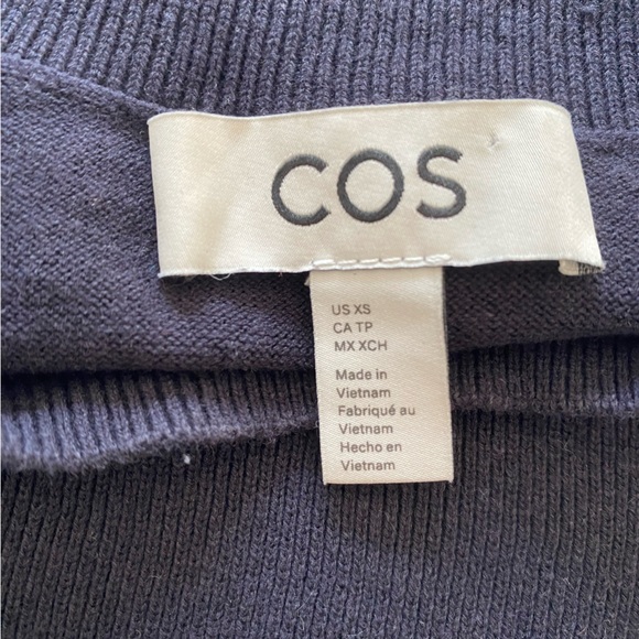 Cos Striped Short Sleeve Navy 100% Cotton Top - Picture 3 of 8